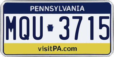 PA license plate MQU3715