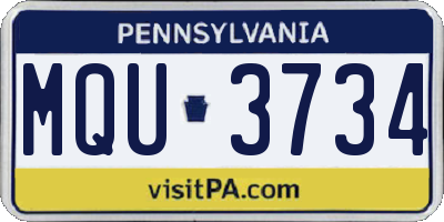 PA license plate MQU3734