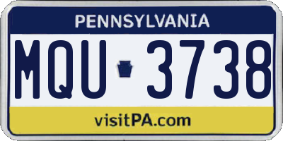 PA license plate MQU3738