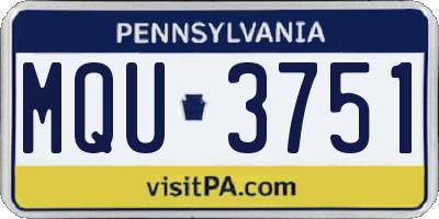 PA license plate MQU3751