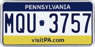 PA license plate MQU3757