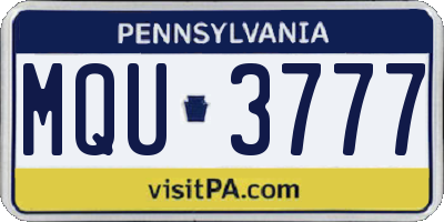 PA license plate MQU3777