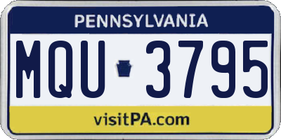 PA license plate MQU3795