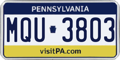 PA license plate MQU3803