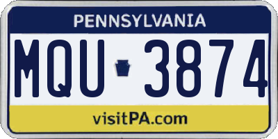 PA license plate MQU3874