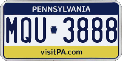 PA license plate MQU3888