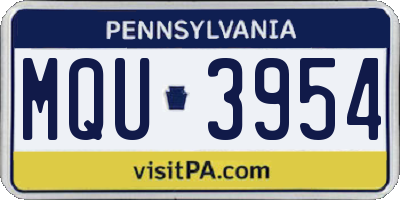 PA license plate MQU3954