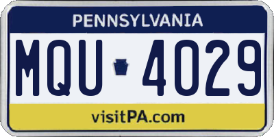 PA license plate MQU4029