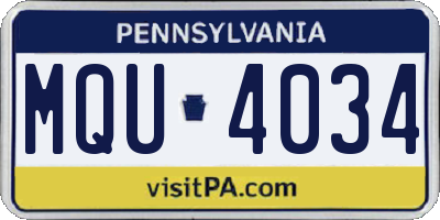 PA license plate MQU4034