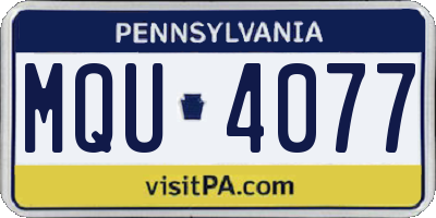 PA license plate MQU4077