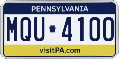 PA license plate MQU4100