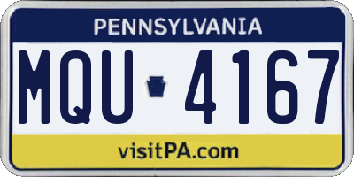 PA license plate MQU4167