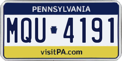 PA license plate MQU4191