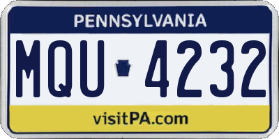 PA license plate MQU4232