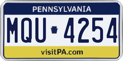 PA license plate MQU4254