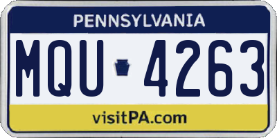PA license plate MQU4263