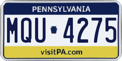 PA license plate MQU4275