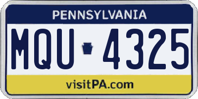 PA license plate MQU4325