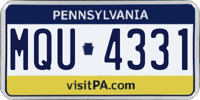 PA license plate MQU4331
