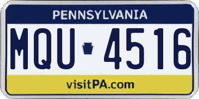 PA license plate MQU4516