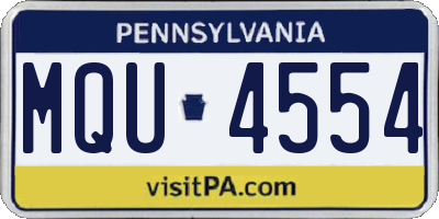 PA license plate MQU4554
