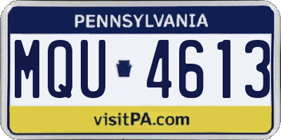 PA license plate MQU4613