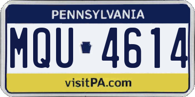 PA license plate MQU4614