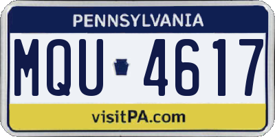PA license plate MQU4617