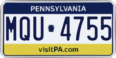 PA license plate MQU4755