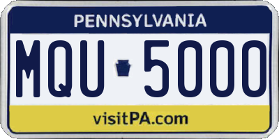 PA license plate MQU5000