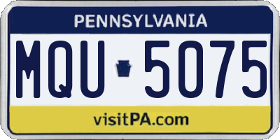PA license plate MQU5075