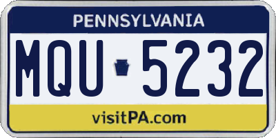PA license plate MQU5232