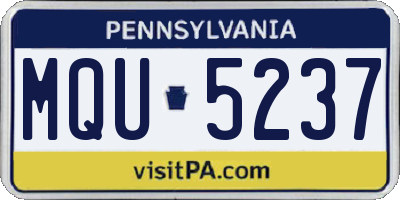 PA license plate MQU5237
