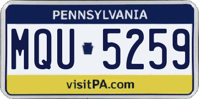 PA license plate MQU5259