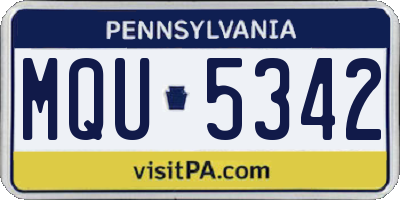 PA license plate MQU5342