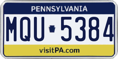 PA license plate MQU5384