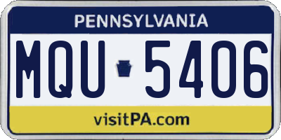 PA license plate MQU5406