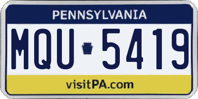 PA license plate MQU5419