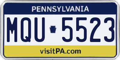 PA license plate MQU5523