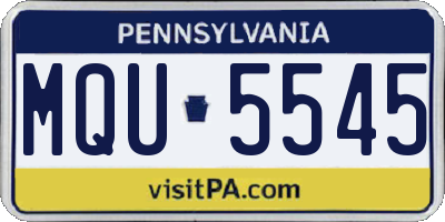 PA license plate MQU5545