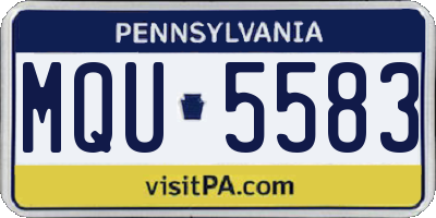 PA license plate MQU5583