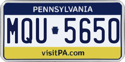 PA license plate MQU5650