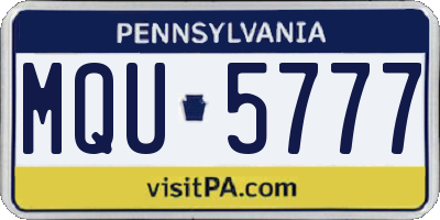 PA license plate MQU5777