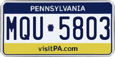 PA license plate MQU5803