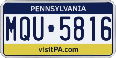 PA license plate MQU5816