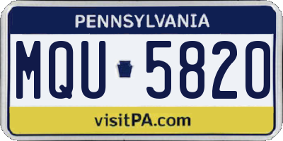 PA license plate MQU5820