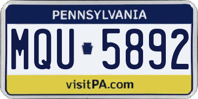 PA license plate MQU5892