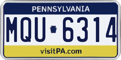 PA license plate MQU6314