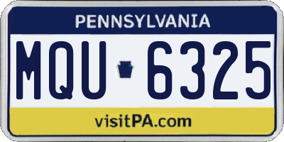 PA license plate MQU6325