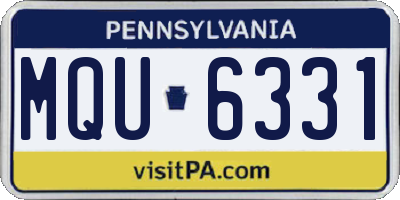 PA license plate MQU6331